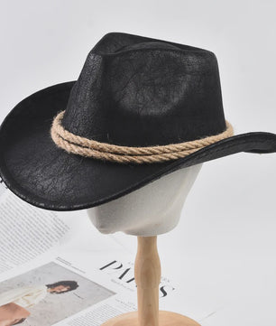 Stijlvolle Vintage Western Cowboy Hoed met Touwdecoratie - Perfect voor Feest, Reizen & Cosplay