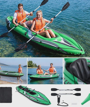 Opblaasbare Kajak voor 2 Personen - 11.5ft Groen - Inclusief Paddles & Pomp