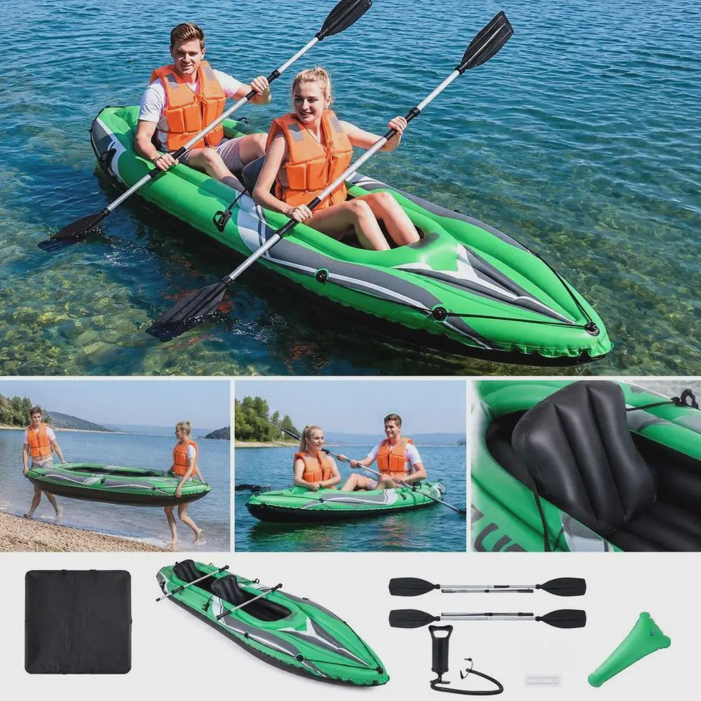 Opblaasbare Kajak voor 2 Personen - 11.5ft Groen - Inclusief Paddles & Pomp
