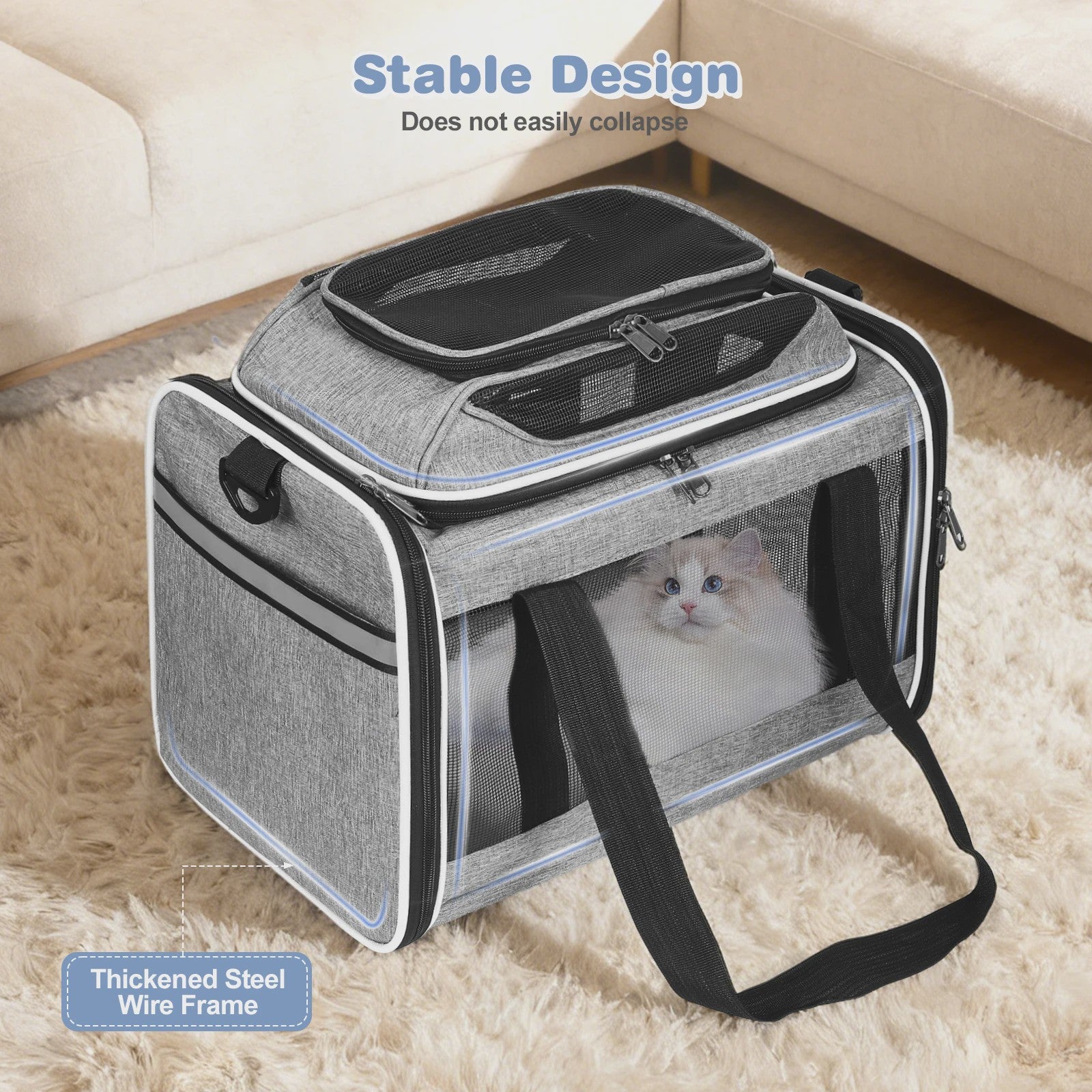 Cat Carrier Backpacks Expandable Cat Backpack with Shade Cover, Breathable Mesh Pet Carrier Backpack Bag for Travel Hiking Campi