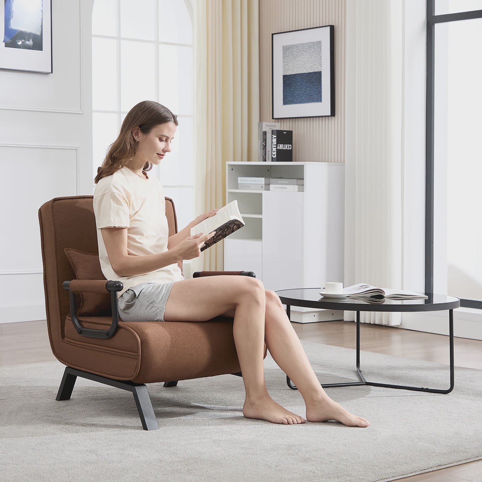 WOLTU Multifunctionele Sofa Bed: 3-in-1 Klapstoel, Gastenbed & Loungebank met Verstelbare Rugleuning