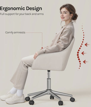 Velours bureaustoel met hoge rugleuning, draaibaar en in hoogte verstelbaar - Comfortabel en Ergonomisch