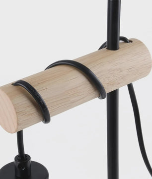 Vintage Industriële Tafellamp met Houten Accent - Zwart Metaal, E27 Fitting