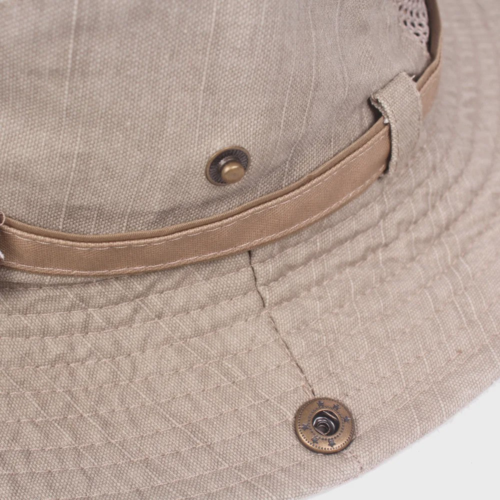 Ademende Outdoor Bucket Hat voor Heren - Zomerse Panama Cap met Mesh voor Vissen, Wandelen & Strand