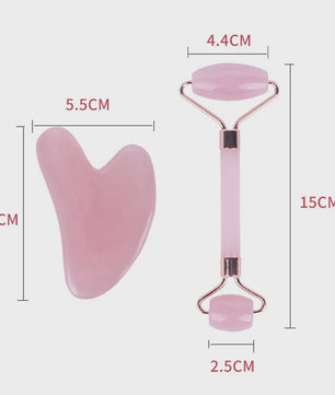 Roze Jade Roller & Gua Sha Set - Gezichtsmassage voor Rimpels en Wallen