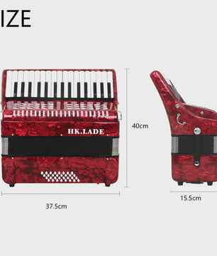 Professionele Rode Bayan Accordeon - 32 Tonen & 32 Bassen met Schapenvacht Balg en Draagband