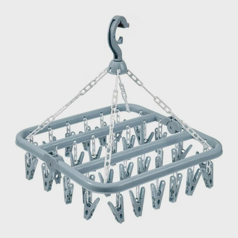 Praktisch Kledingdroogrek met 32 Clips - Opvouwbaar Wasrek voor Sokken, Ondergoed en Kleinere Was