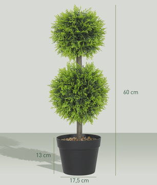 Set van 2 Kunstplanten Bal Topiary 60 cm - Decoratieve Kunst Bollen in Pot