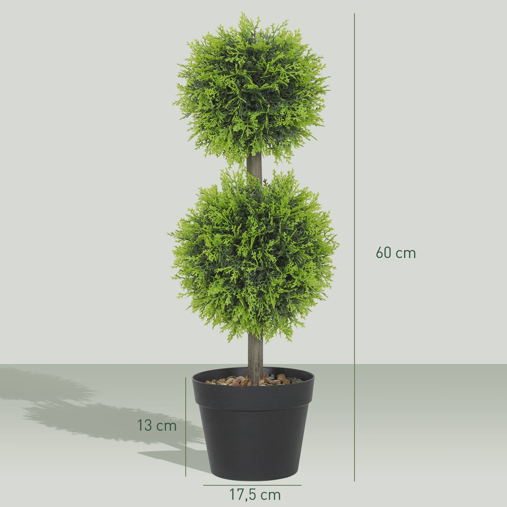 Set van 2 Kunstplanten Bal Topiary 60 cm - Decoratieve Kunst Bollen in Pot