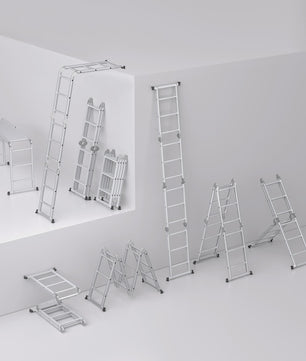 6-in-1 Aluminium Multifunctionele Ladder met Platform - Verstelbaar & Inklapbaar