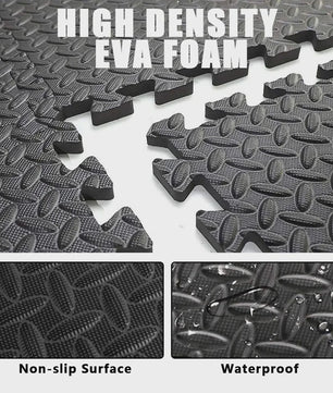12-delige Puzzel Fitnessmatten Set - Antislip EVA Interlocking Vloertegels voor Thuisgym, Yoga & Sport
