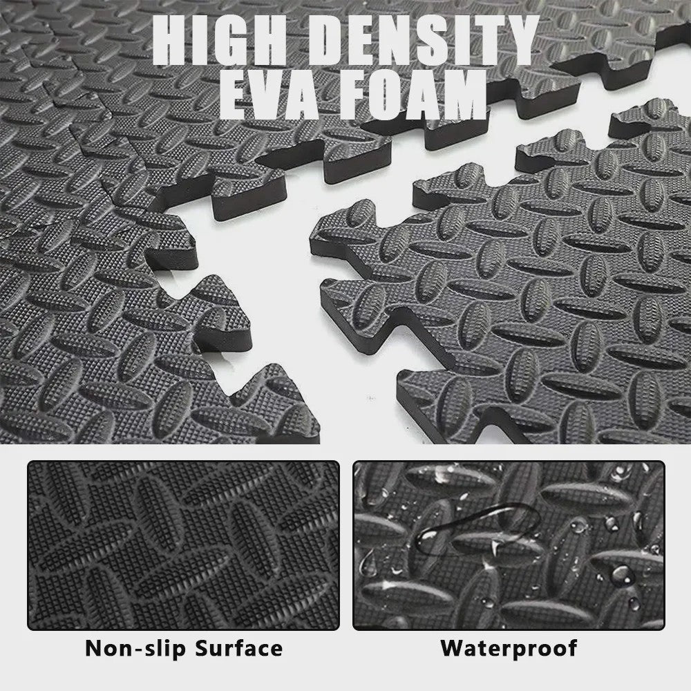 12-delige Puzzel Fitnessmatten Set - Antislip EVA Interlocking Vloertegels voor Thuisgym, Yoga & Sport