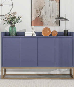 Modern Dressoir met 4 Deuren en Handgreep-loos Design - Wit, Zwart of Blauw