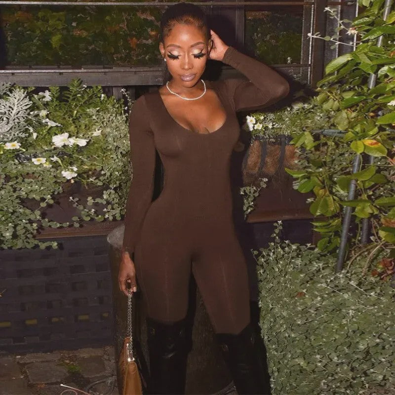 Dulzura Dames Jumpsuit met Lange Mouwen - Bodycon Streetwear Stijl