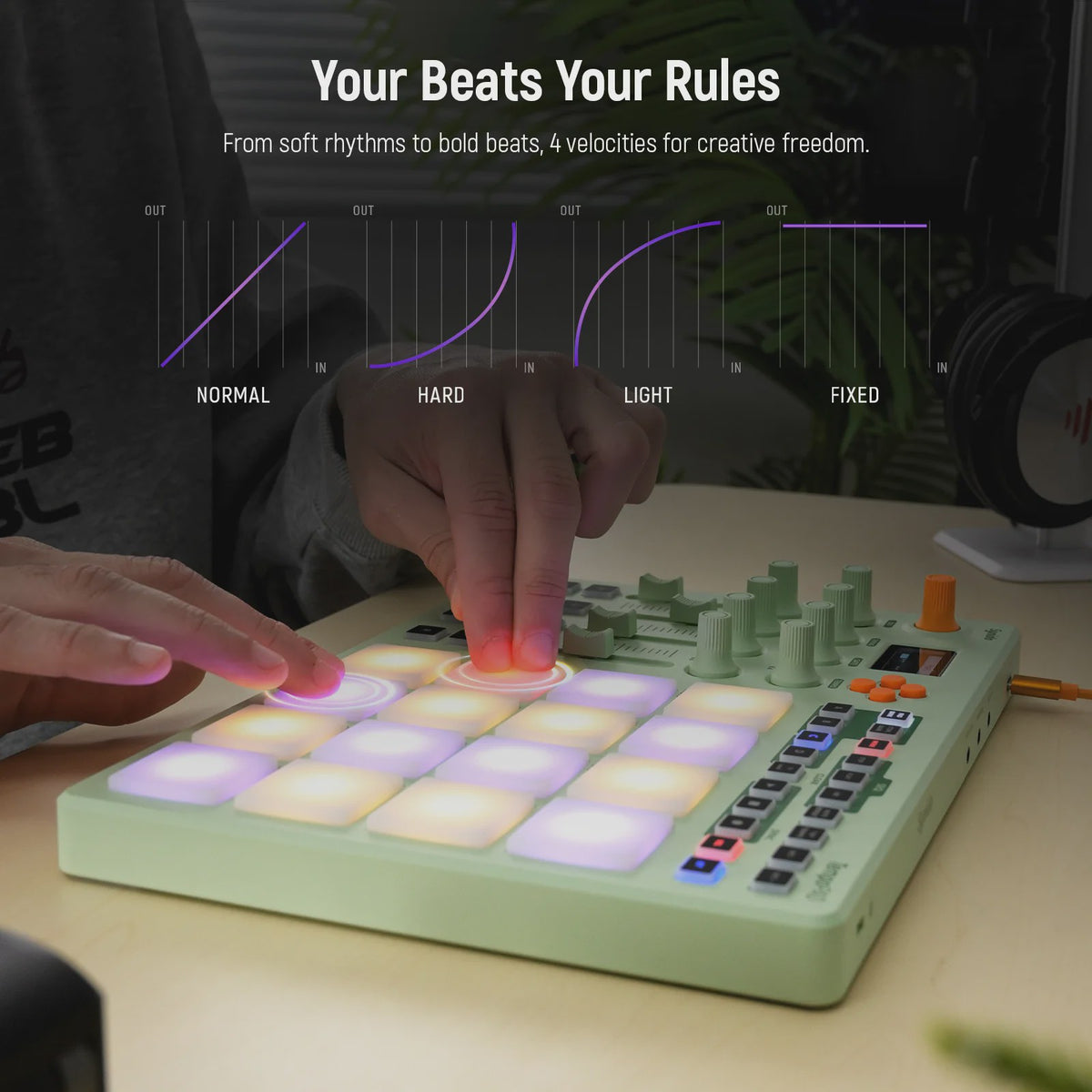 Synido TempoPAD C16: Draadloze MIDI Pad Controller met 16 RGB Beat Pads & Sequencer