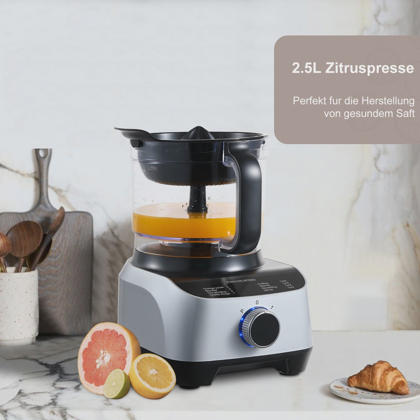 Krachtige Keukenmachine 1300W met 3.5L Kom, Deegkneedfunctie, Citruspers en 11-delige Accessoireset