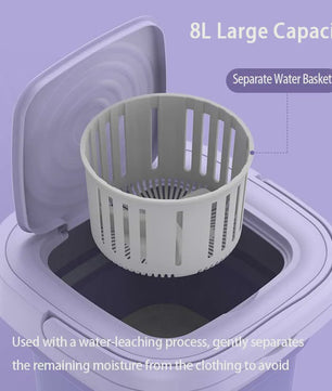 8L Opvouwbare Mini Wasmachine met Centrifugefunctie - Draagbaar & Compact