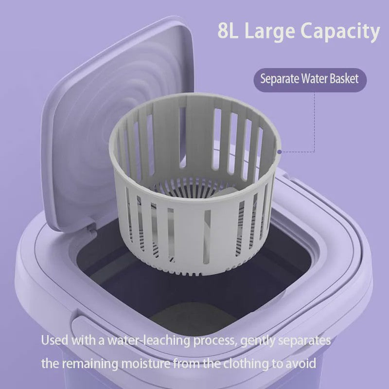 8L Opvouwbare Mini Wasmachine met Centrifugefunctie - Draagbaar & Compact