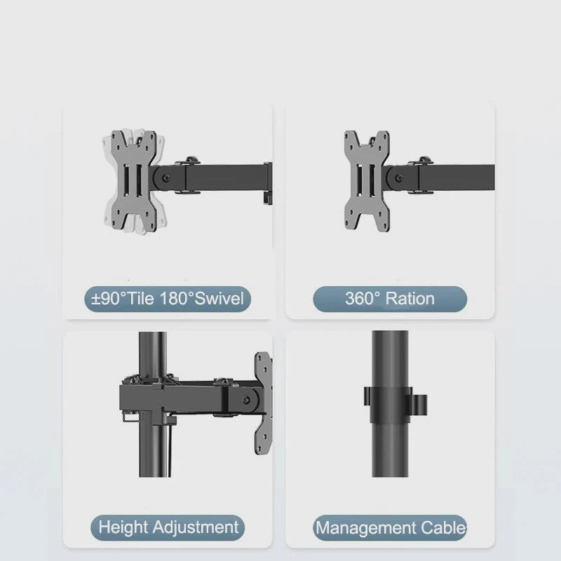 Drievoudige Monitor Bureau Mount - Verstelbare Arm voor 3 Schermen (13-27 inch)