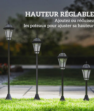Set van 2 Zonne-energie Tuinlampen Staand Zwart - IP44 - 129 cm Hoog