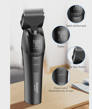 Kemei 1857 Professionele Honden Trimtrimmer - Oplaadbaar, Stille Motor & LED Verlichting