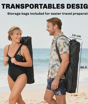 Set van 2 Zwarte Klapstoelen - Camping, Vissen, Strand - Met Voetensteun & Bekerhouder - 120kg Draagkracht