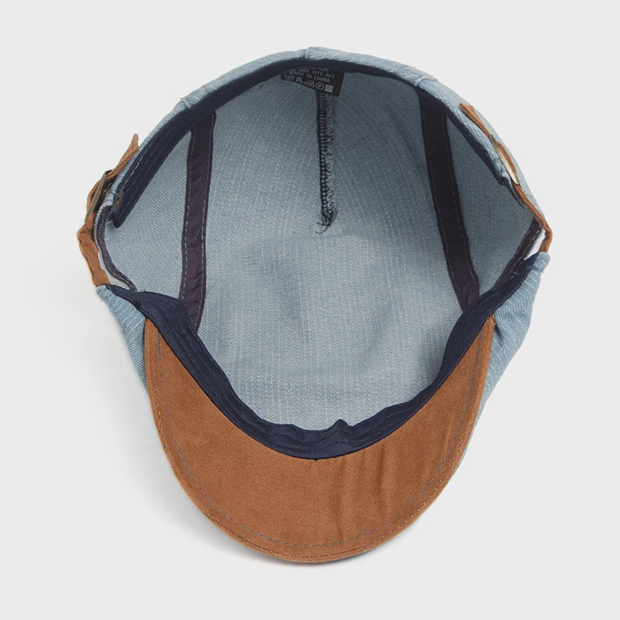 Vintage Denim Newsboy Pet voor Dames en Heren - Casual Platte Vizier Pet, Verstelbaar