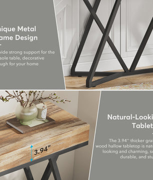 Tribesigns Console Tafel 140 cm - Houten Entree Tafel met Unieke Metalen Basis