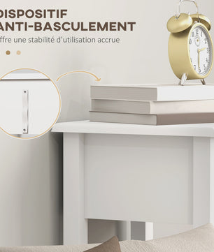Set van 2 Nachtkastjes met Lade en Plank - Wit, 30x30x75 cm