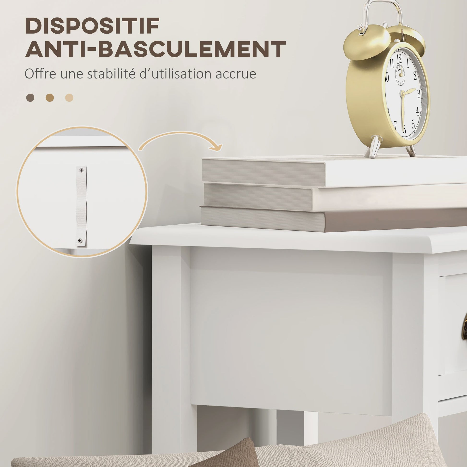 Set van 2 Nachtkastjes met Lade en Plank - Wit, 30x30x75 cm