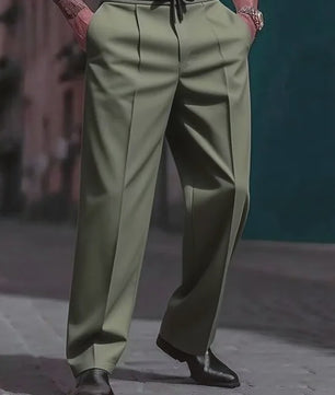 Herfst & Lente Heren Casual Broek met Koord - Losse Pasvorm Rechte Pijp