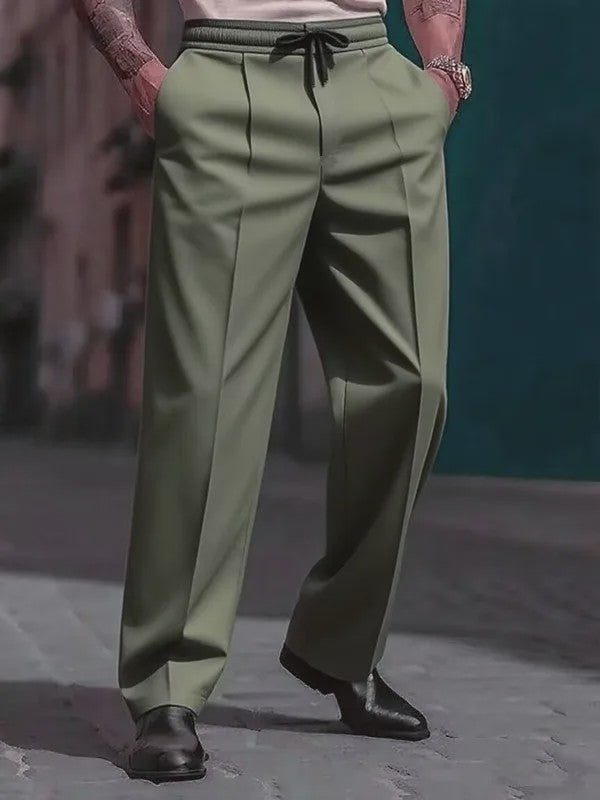 Herfst & Lente Heren Casual Broek met Koord - Losse Pasvorm Rechte Pijp