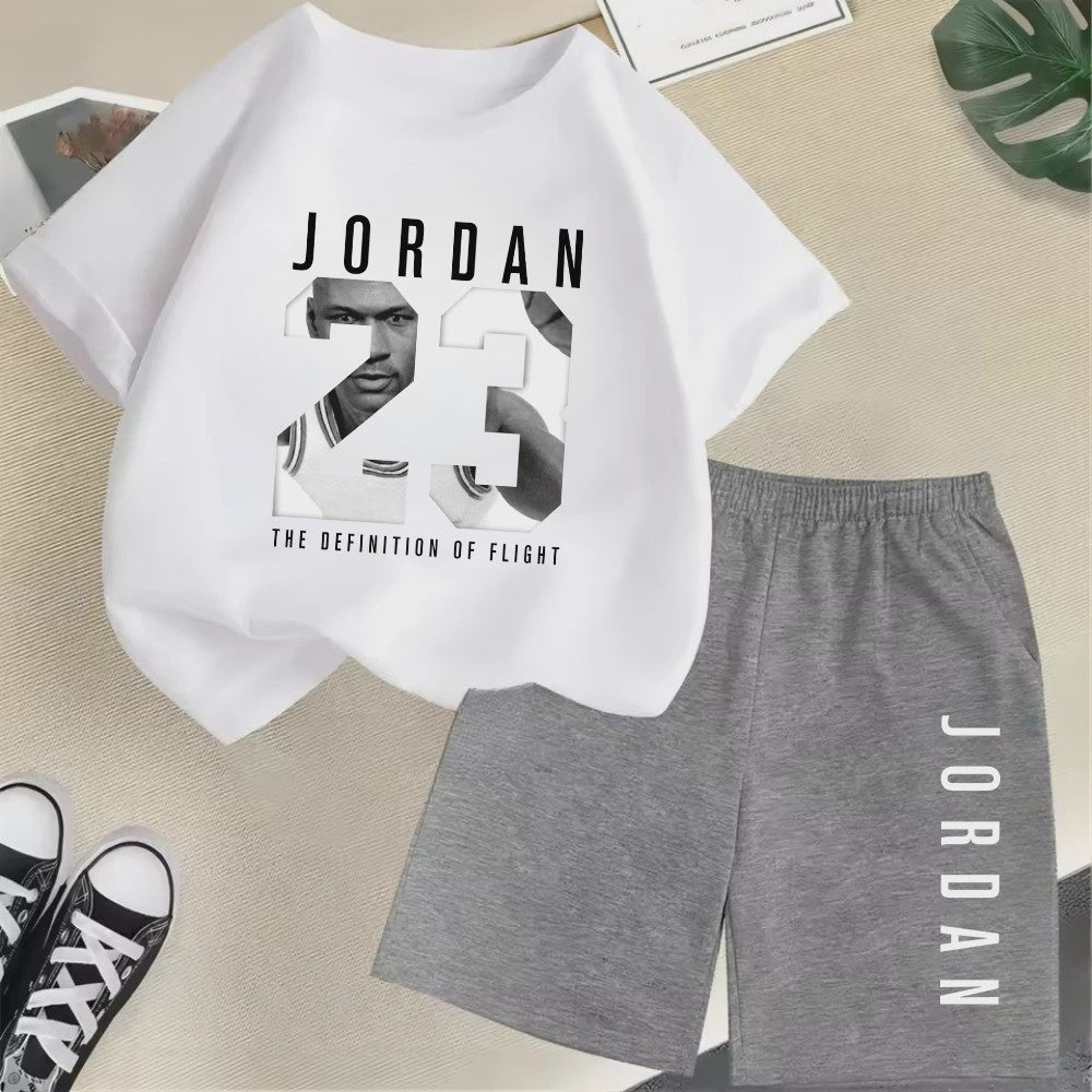 Kinder T-shirt en Short Set - Zomer Sportieve Mode met Grafische Print