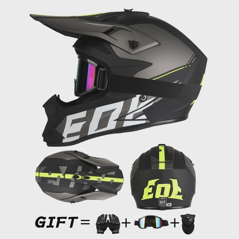 Off Road Motorcross Helm met Vizier & Goggles - Veilig & Comfortabel