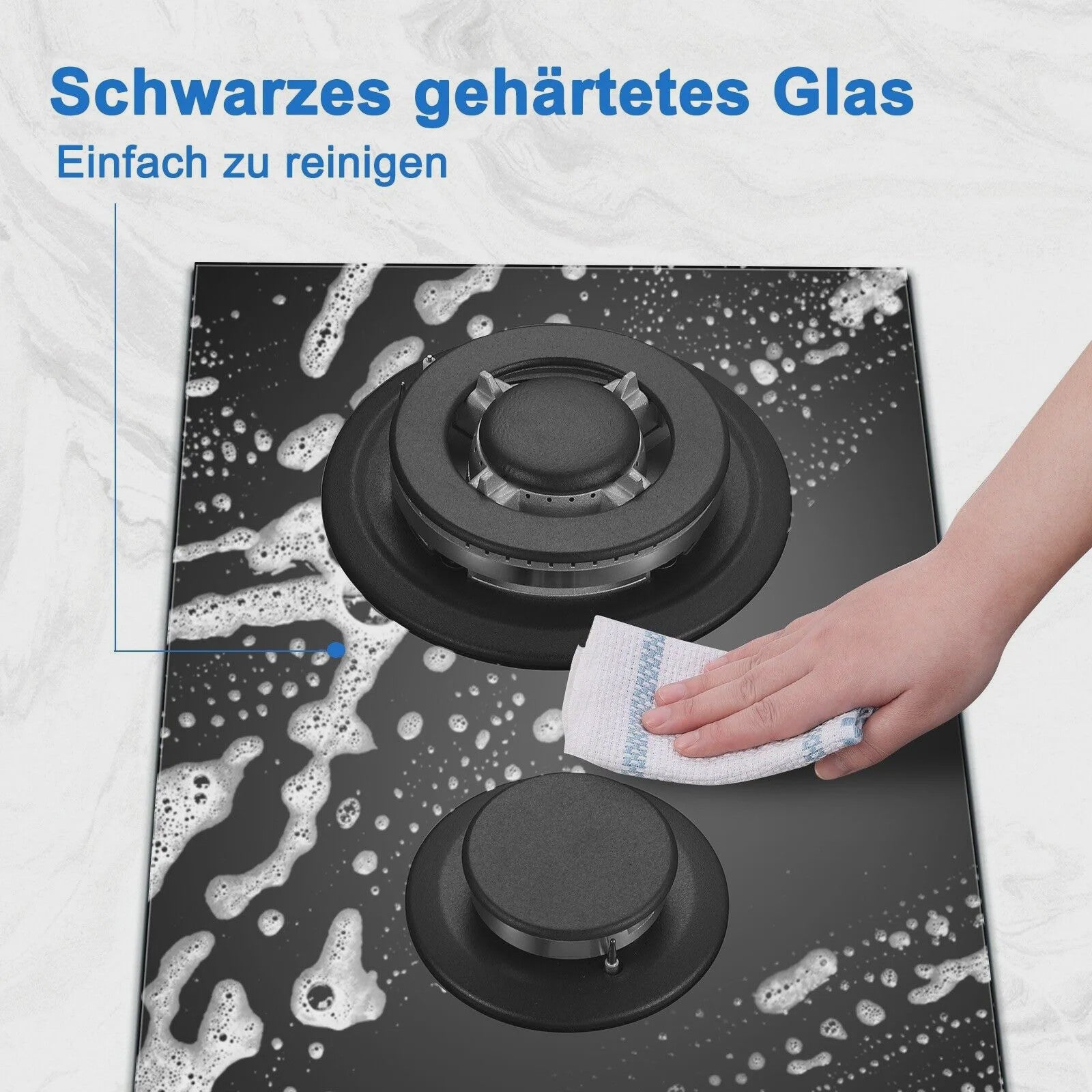 TopStrong 2-pits Gaskookplaat met Keramisch Glas - Aardgas & Propaan