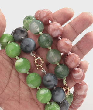 Trendy Multicolor Statement Ketting met Grote Ronde Kralen - Handgemaakt