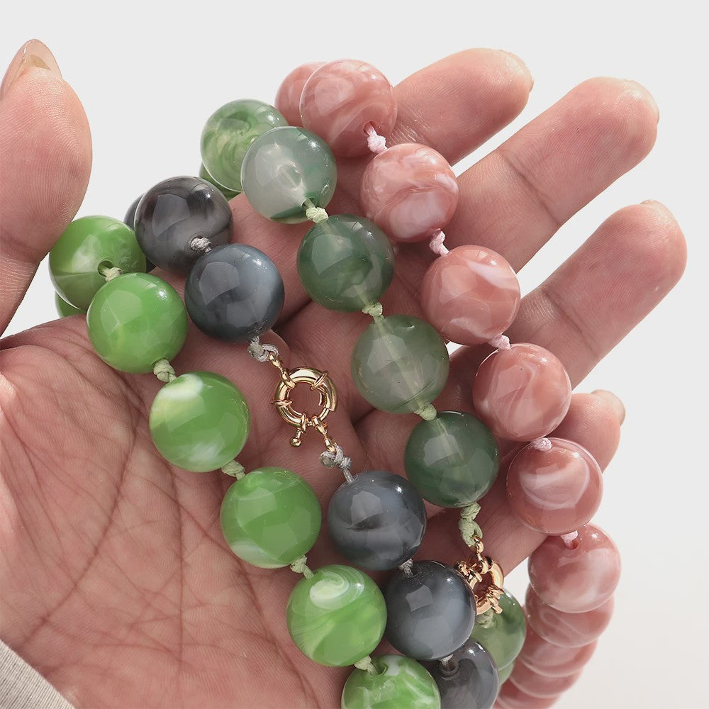 Trendy Multicolor Statement Ketting met Grote Ronde Kralen - Handgemaakt