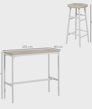 Bistro Bar Set met 2 Krukken - Industrieel Design Staal - Staande Eettafel met Voetensteun
