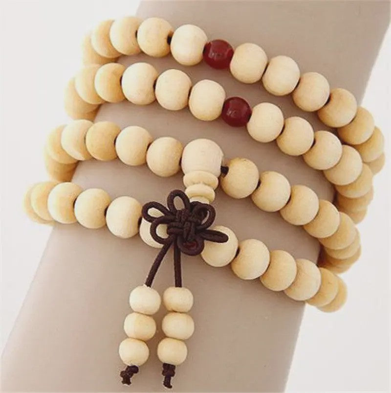 Natuurlijke Sandelhout Gebedskralen Armband - 108 Kralen voor Meditatie & Mannen/Vrouwen