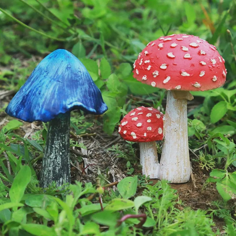 Set van Decoratieve Paddenstoelen Beeldjes - Hars Tuindecoratie Ornamenten