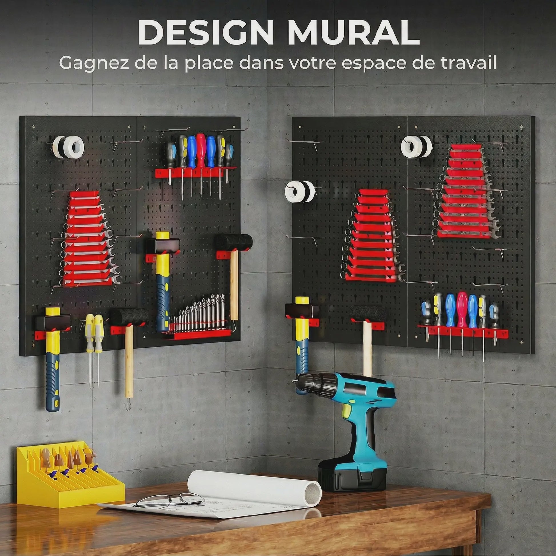 4-delige Metalen Pegboard Organizer Set met Haken en Beugels voor Gereedschap