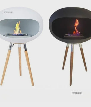 Moderne Design Bio-ethanol Haard op Houten Poten - Stijlvolle Sfeerhaard