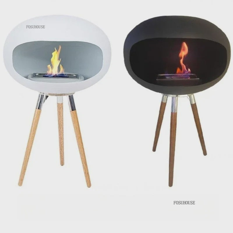 Moderne Design Bio-ethanol Haard op Houten Poten - Stijlvolle Sfeerhaard