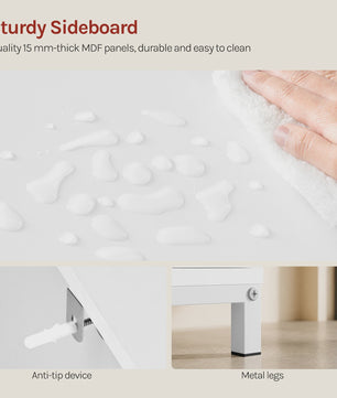Wit Keuken Sideboard met Schuifdeur, Lades en Verstelbare Planken - Multifunctioneel Meubelstuk