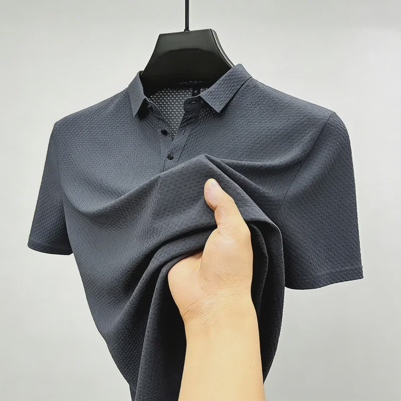 Heren Poloshirt met Wafelstructuur - Korte Mouw, Zachte & Ademende Stof