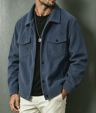Herfst/Lente Heren Casual Corduroy Jas met Knopenkraag