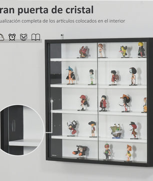 Homcom Wall Display Case for Collections with Adjustable Shelves and Glass Doors