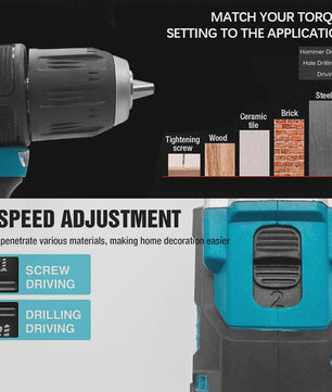 Krachtige Brushless Accuboormachine 1700 RPM - 10mm Klauw - Compatibel met Makita 18V Accu