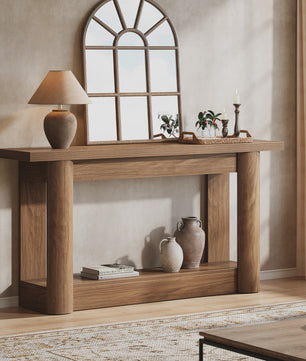 Tribesigns 160cm Farmhouse Console Tafel - Smal, Lang Dressoir voor Achter de Bank met 2 Lagen Opslag