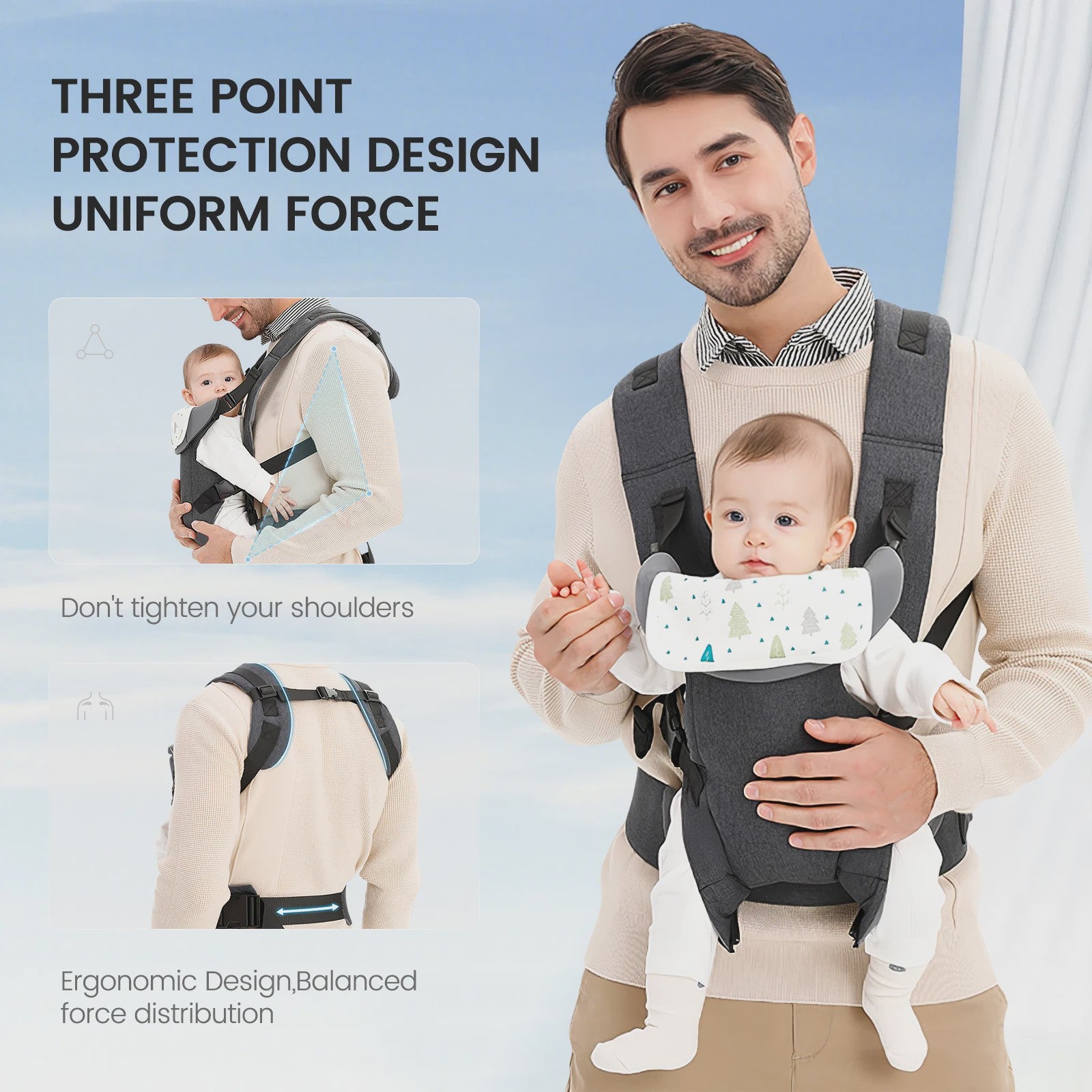 Ergonomische 4-in-1 Baby Draagzak - Verstelbaar, Comfortabel & Veilig voor baby's 3-15 kg